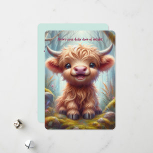 Carte de voeux chaleureuse Highland Calf Flat
