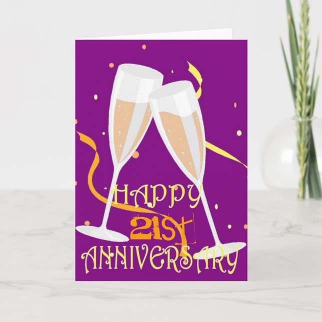 Carte de voeux champagne pour 21 ans de mariage (Devant)