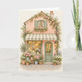 Carte de vœux charmante de cottage Fleur Rose
