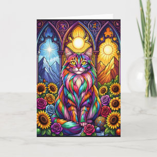 carte de vœux chat arc-en-ciel