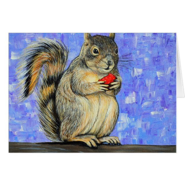 Carte de voeux Cheeky Squirrel Painting (Devant horizontal)