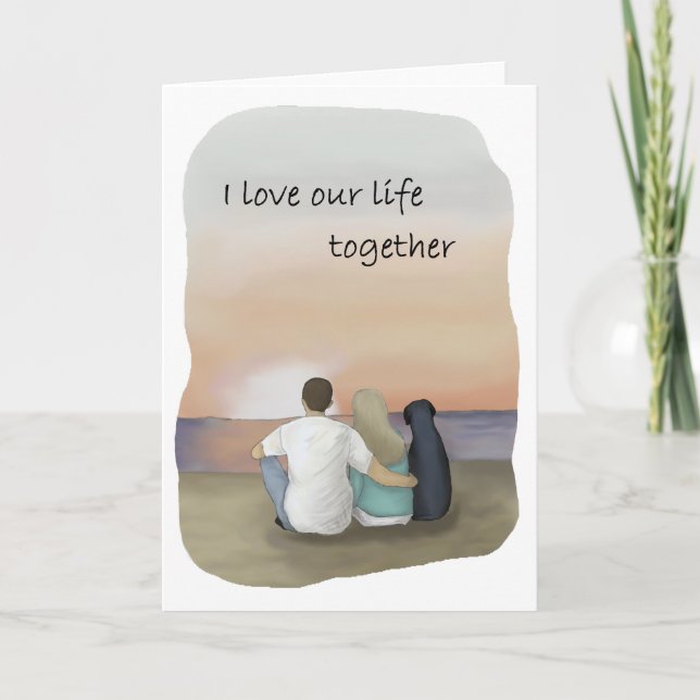 carte de vœux chien d'amour; carte labrador noir (Devant)