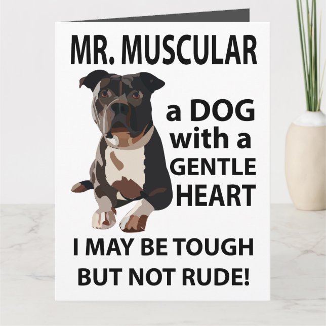 Carte de vœux Chien Pitbull Animal  (Devant)