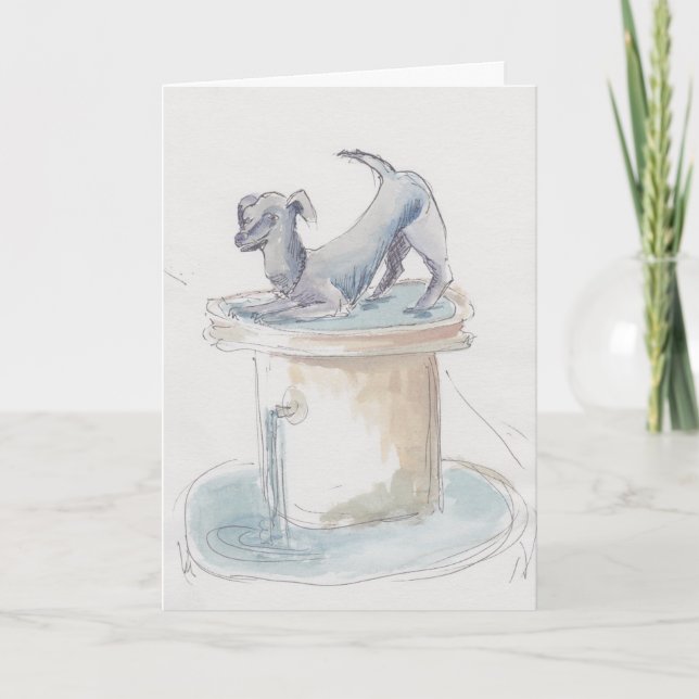 Carte de voeux "Chien Watercolor Sketch/Londres" (Devant)