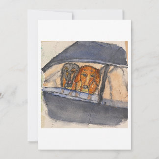 Carte de vœux Chiens dans une voiture