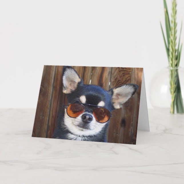 Carte de voeux Chihuahua noir et tan (Devant)
