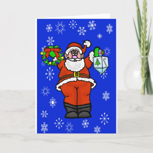 Carte de voeux Chrismukkah Père Noël Snowflakes