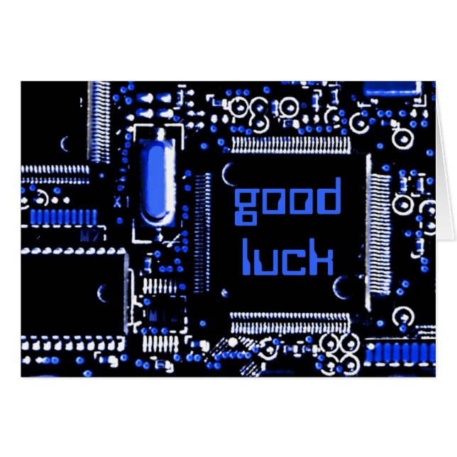Carte de voeux Circuit Blue 2 'Good Luck' (Devant horizontal)
