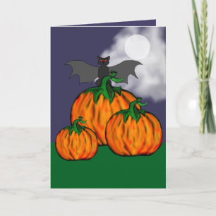 Carte de voeux citrouille & Bat Halloween