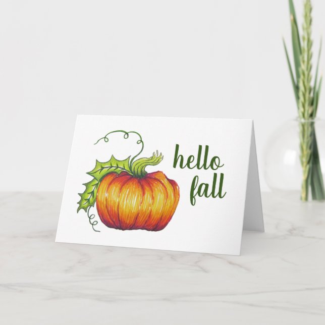 Carte de voeux Citrouille "Hello Fall" (Devant)