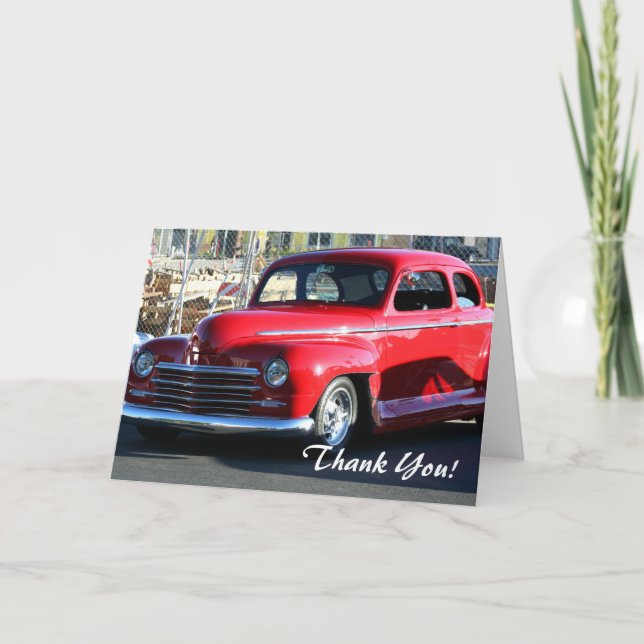 Carte de voeux classique Merci voiture rouge (Devant)