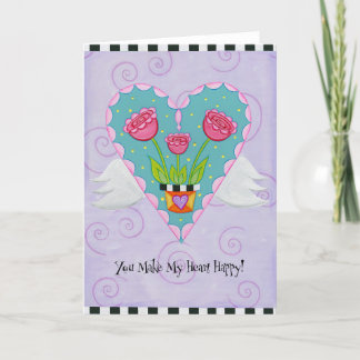 Carte de voeux Coeur ailé (pourpre)