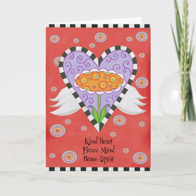 Carte de voeux Coeur ailé (Rouge) (Devant)