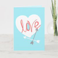 Carte de vœux Cœur Amour Corail Funky Flèches