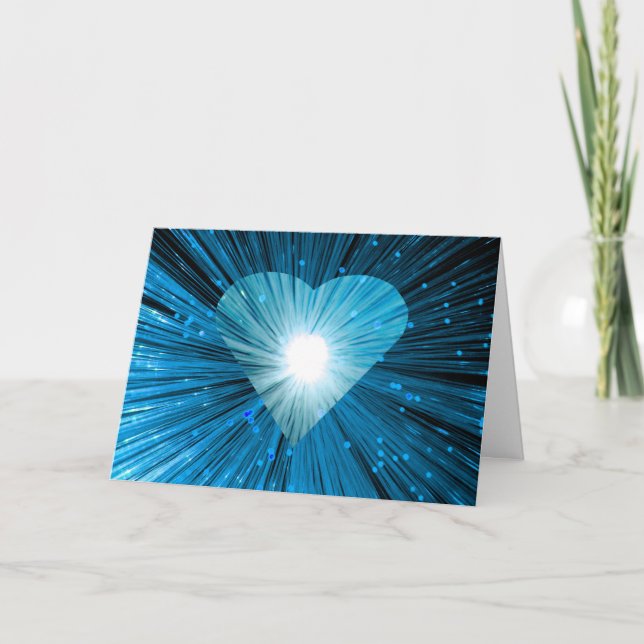 Carte de voeux Coeur Bleu 'Votre Texte' (Devant)