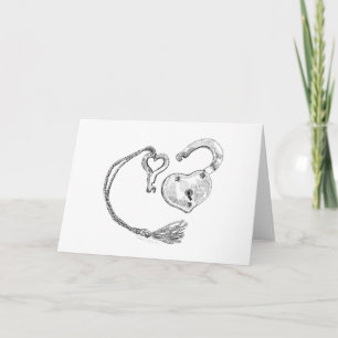 Carte de voeux Coeur et clé