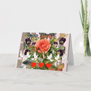CARTE DE VOEUX COEURS ET FLEURS