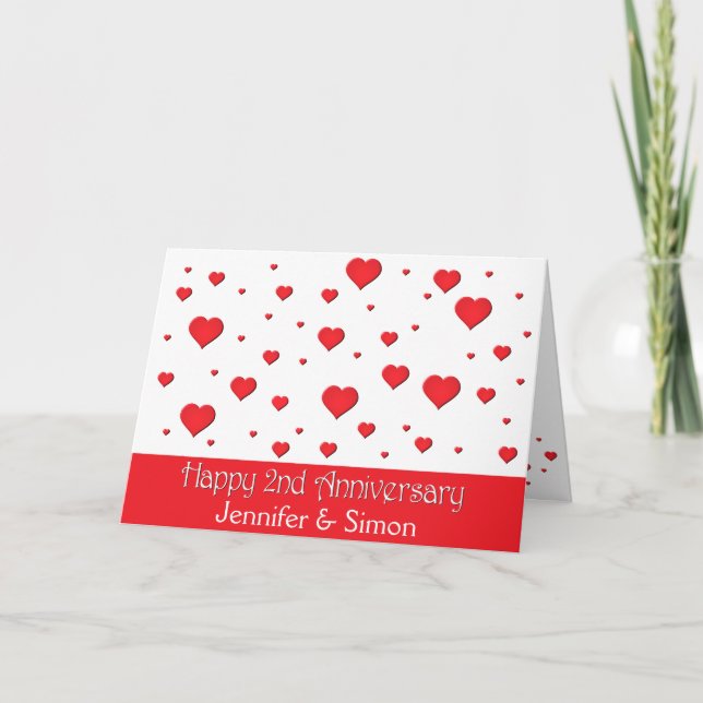 Carte de vœux - Cœurs flottants - 2e anniversaire  (Devant)
