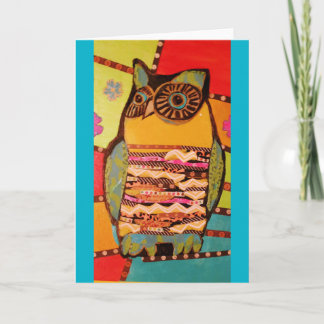 Carte de voeux colorée et mignonne pour la Chouett