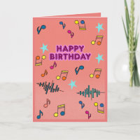 Carte de vœux colorée musicale pour anniversaire