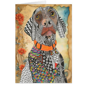 Carte de voeux colorée Weimaraner Chien Floral