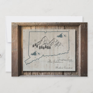 Carte de voeux Connecticut Rustic Wood Mountain