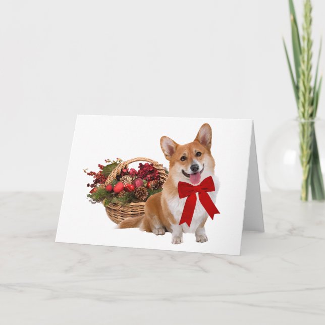 Carte de voeux "Corgi de Noël" (Devant)