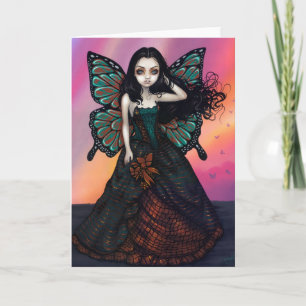 Carte de voeux "coucher de soleil papillon"