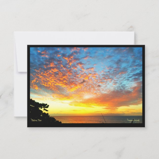 Carte de voeux, coucher du soleil, Makua Cabine, M (Devant)