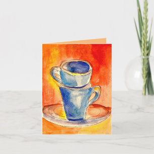 Carte de voeux Coupes de café Aquarelle originale