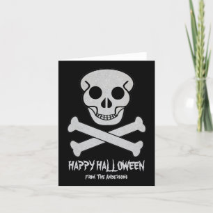 Carte de vœux Crâne et Os d'Halloween