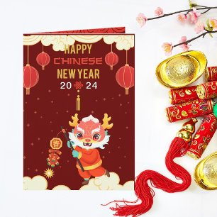 Carte de voeux Cute Dragon Chinese New Year 2024