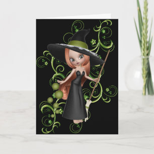 Carte de voeux Cute Little Witch 3 Halloween