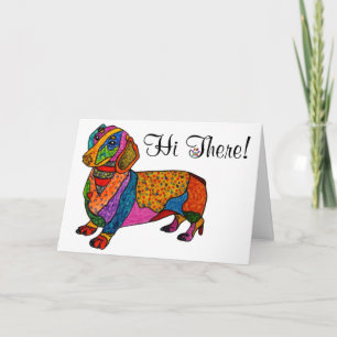 Carte de voeux Dachshund mignonne et colorée