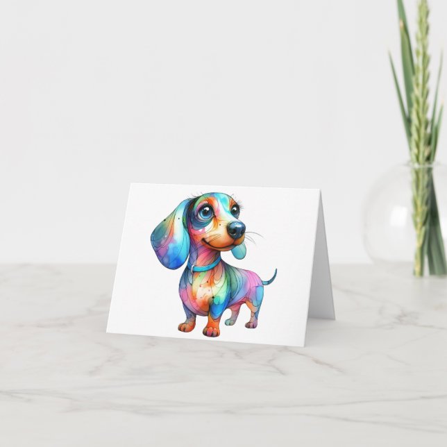 Carte de voeux Dachshund multicolore (Devant)