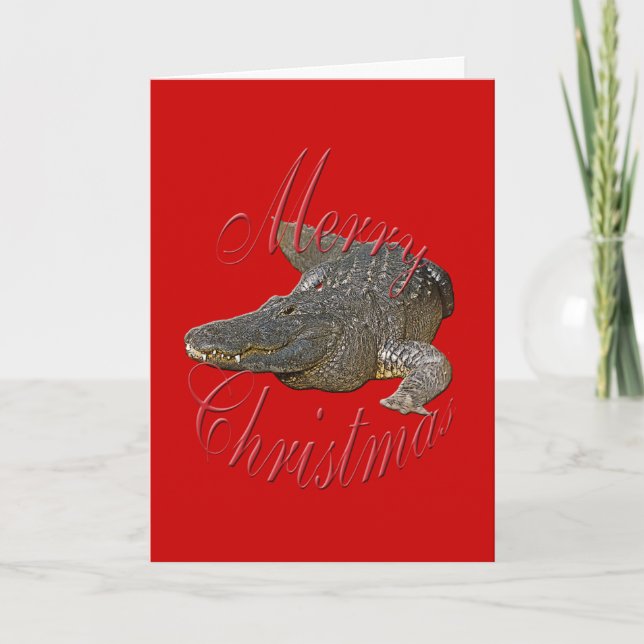 Carte de voeux d'alligator de Noël (Devant)