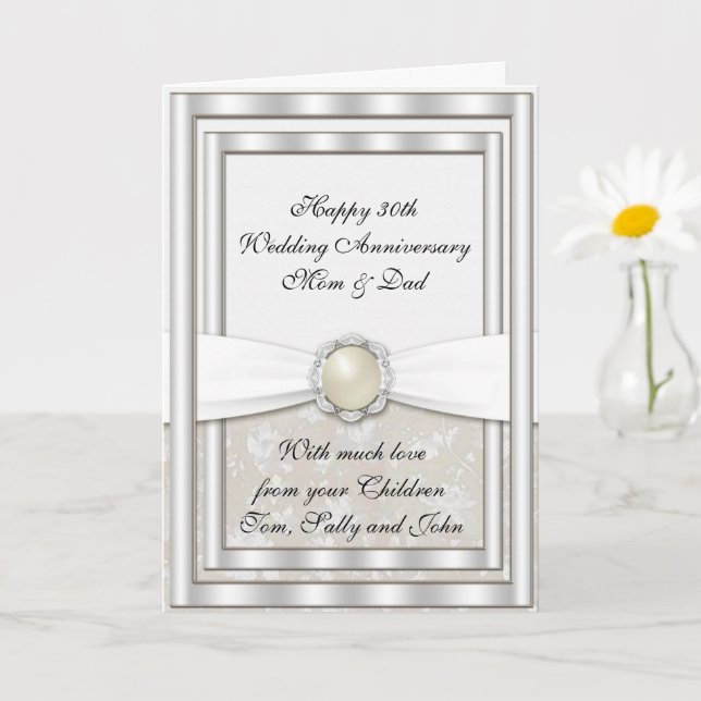 Carte de voeux Damask 30th Mariage Anniversary (Petite plante)