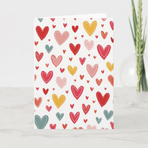 Carte de vœux d'amour aux cœurs mignons