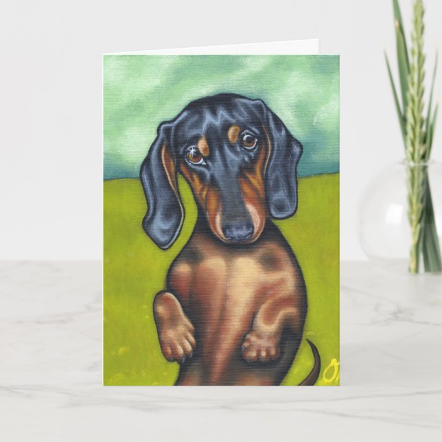 Carte de voeux d'amour de chiot de Daschund (Devant)