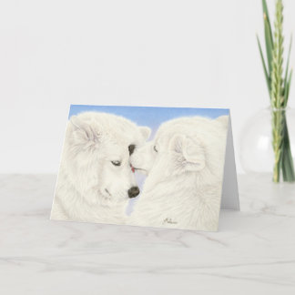 Carte de voeux d'amour de Samoyed