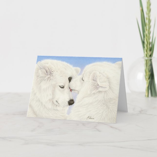 Carte de voeux d'amour de Samoyed (Devant)