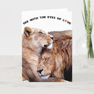 Carte de voeux d'amour (paire de lions)