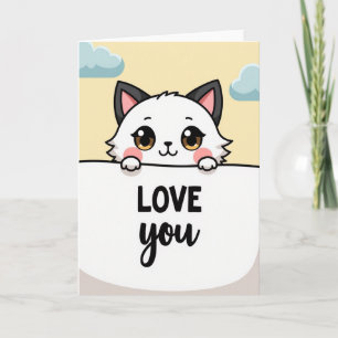 Carte de vœux d'amour pour chat Kawaii