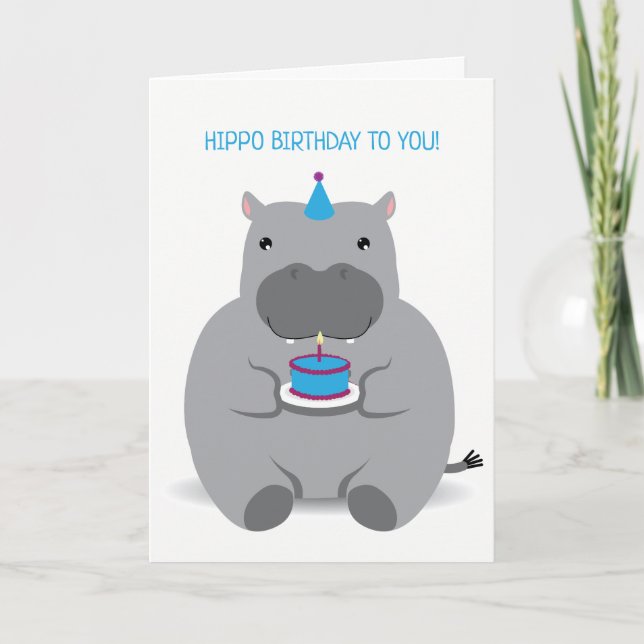 Carte de voeux d'anniversaire à Hippo (Devant)