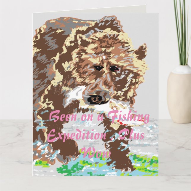 Carte de voeux d'anniversaire amusant Grizzly Ours (Devant)