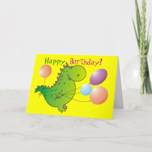 Carte de voeux d'anniversaire au dragon vert migno