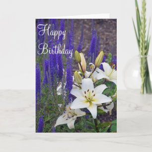Carte de voeux d'anniversaire aux fleurs blanches 