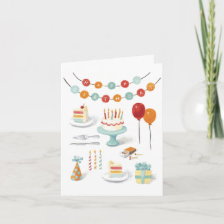 Carte de vœux d'anniversaire avec gâteau d'anniver