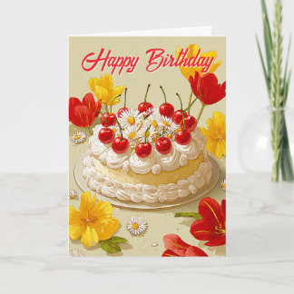 Carte de vœux d'anniversaire avec gâteau sucré