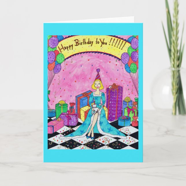 Carte de voeux d'anniversaire avec la femme, (Devant)